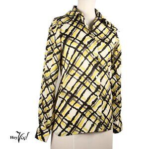 Vintage Sears Button Up Blouse w Wide Collar Bold Pattern Size M - Hey Viv
